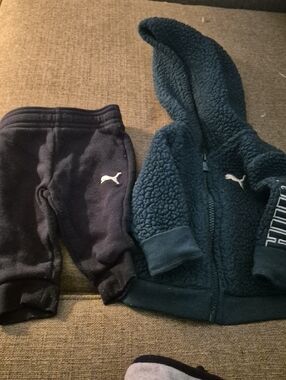 Puma Navy Sherpa Hoodie & Joggers Set